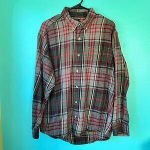 RedHead Flannel Shirt Mens Size Large Long Sleeve Plaid Button Up Cotton Western